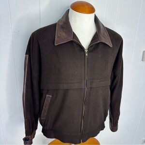 The Andover Shop Leather Panel 100% Cashmere Bomber Jacket